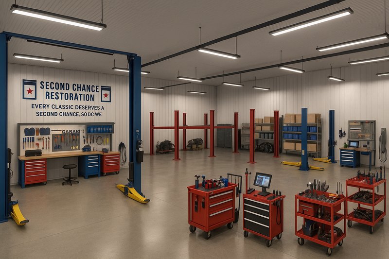 Thumbnail: Restoration bay concept with signage and multiple lift stations.